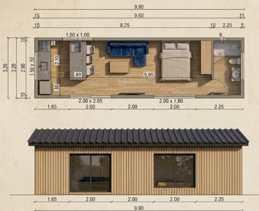 Vista exterior de la casa modular Kenobi MOD 990